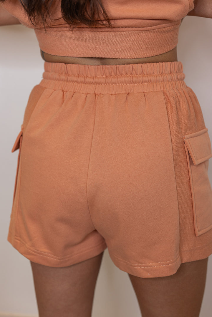 faded rust lounge shorts top set