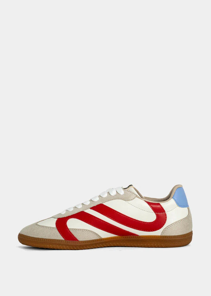 shu shop sadie low profile red baby blue sneakers