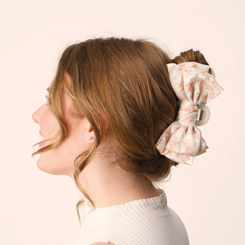 satin floral hair claw clip