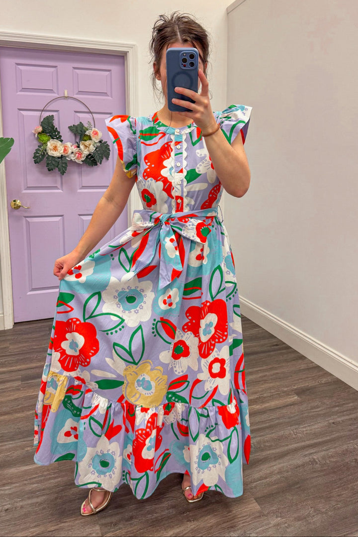 karlie artist floral purple flowy maxi dress