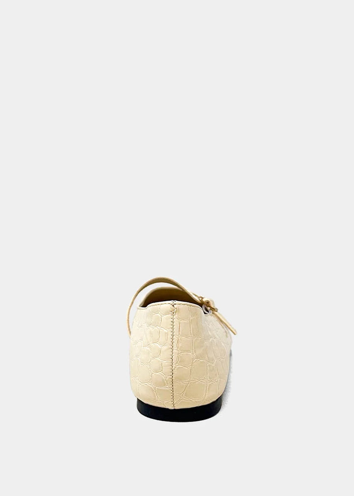 shu shop adele bone croc print mary jane ballet flats back view
