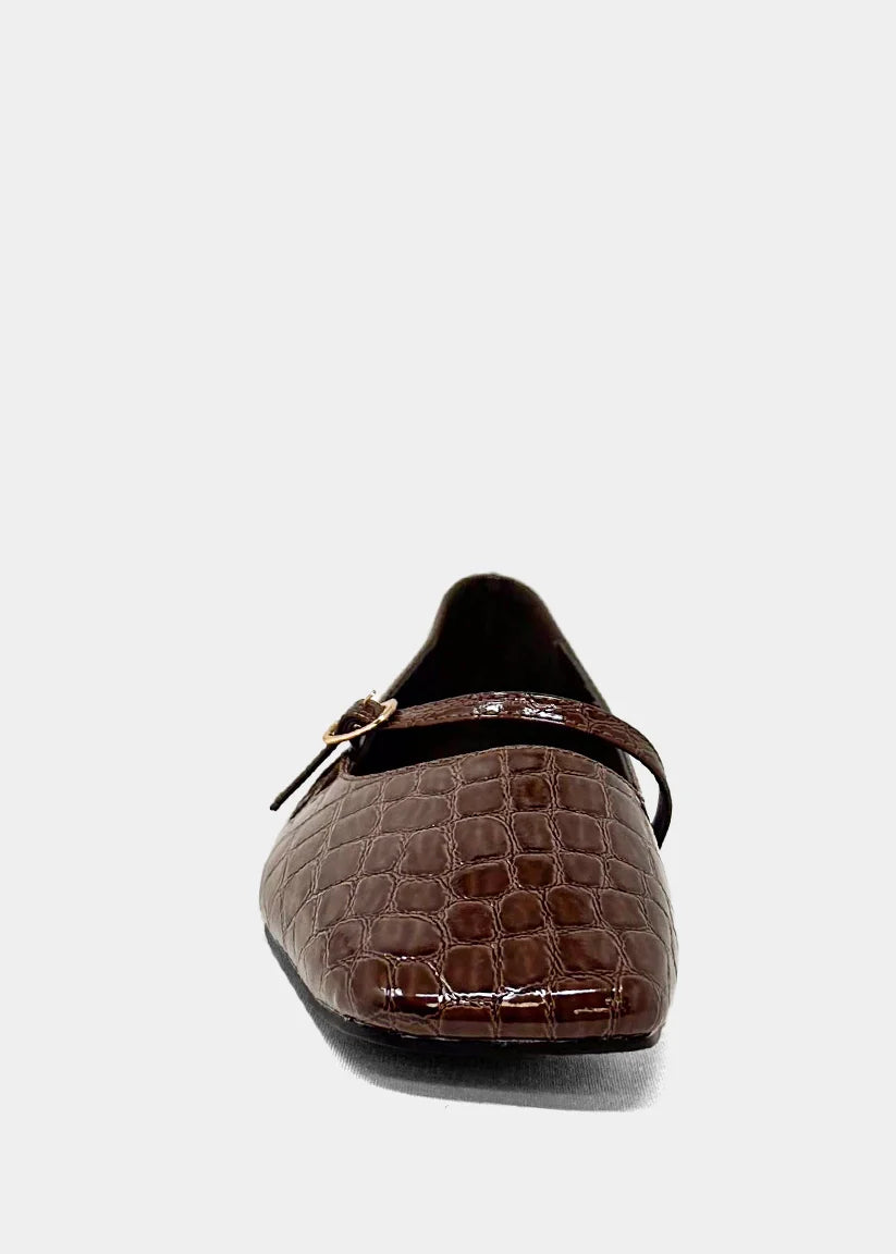 shu shop brown croc print ballet flats