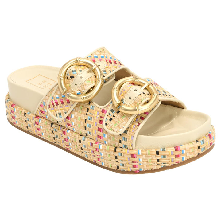 Women's Shu Shop double strap slide on multi color sandal 
