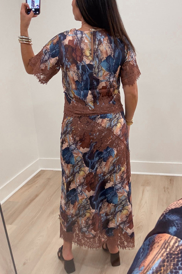 tcec snakeskin print satin skirt back