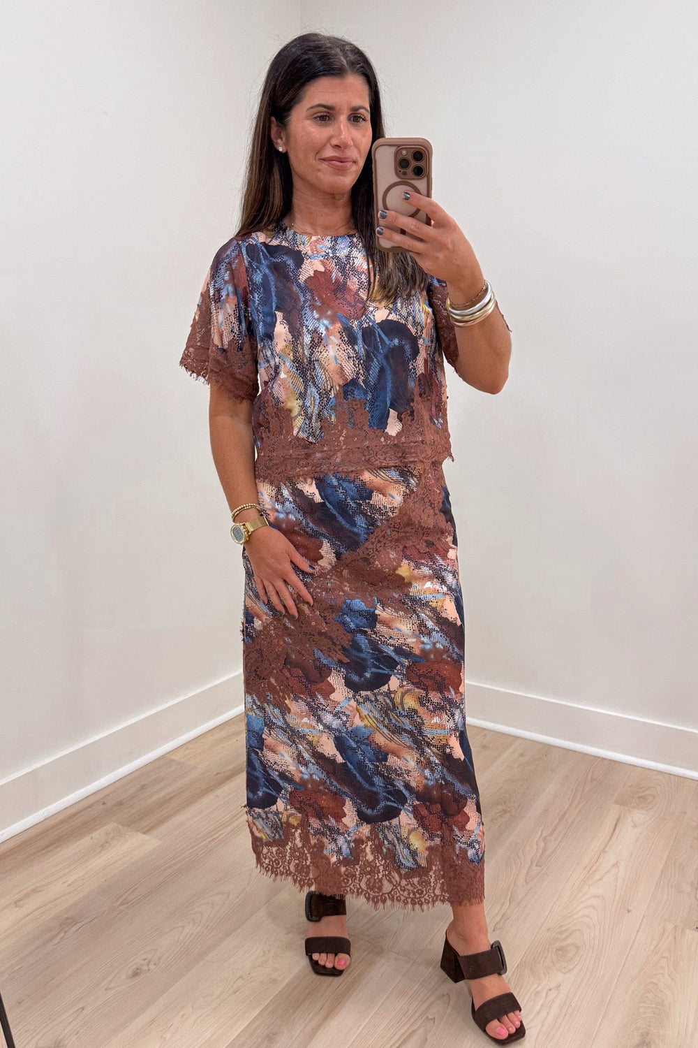 tcec snakeskin print satin skirt