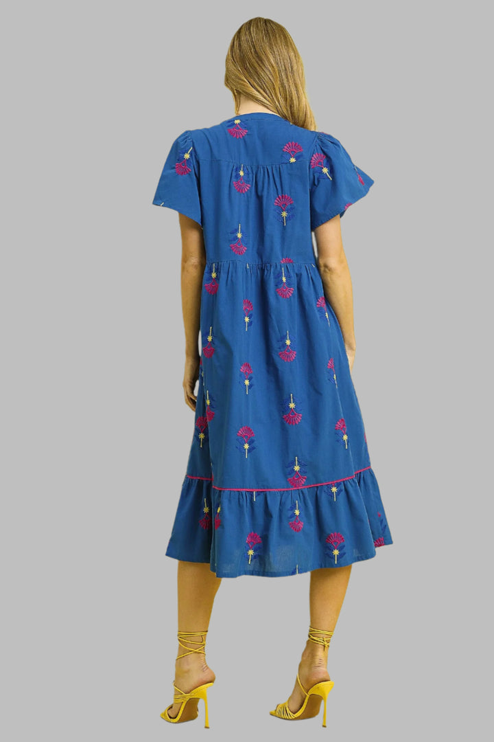 umgee embroidered blue midi dress big view
