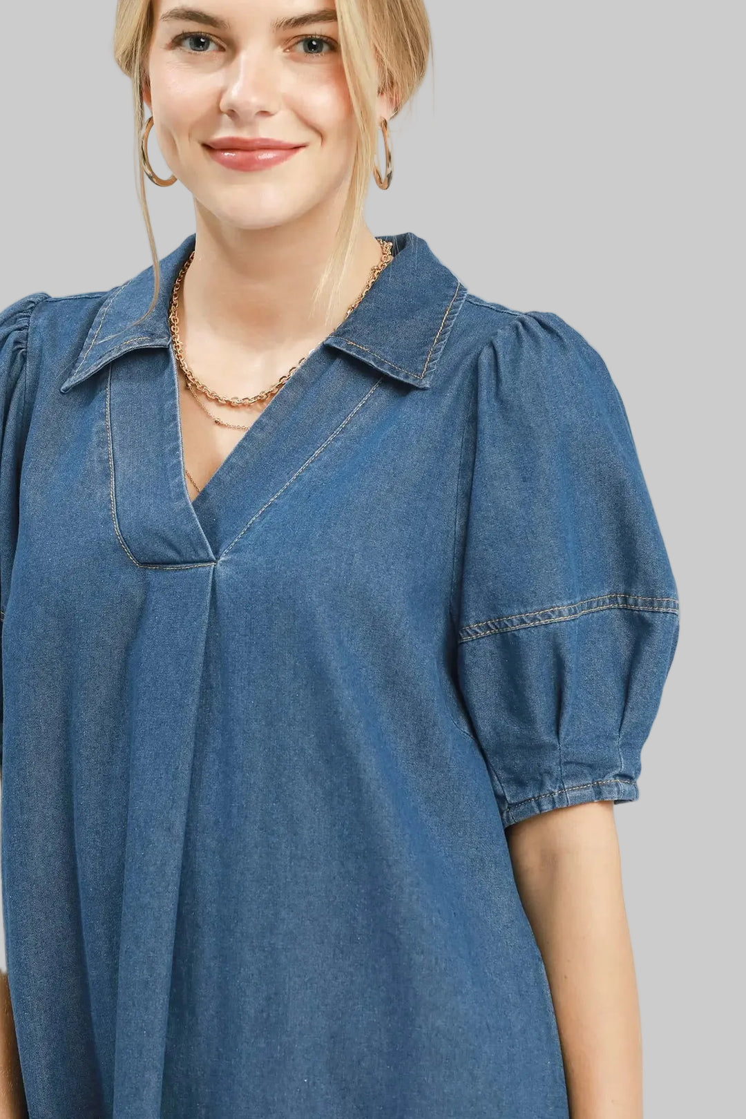 umgee dark denim midi dress back