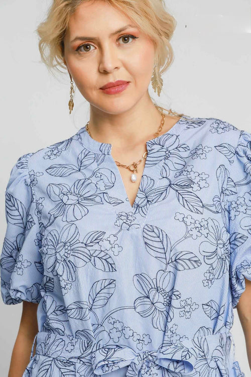 blue floral plus size midi maxi dress