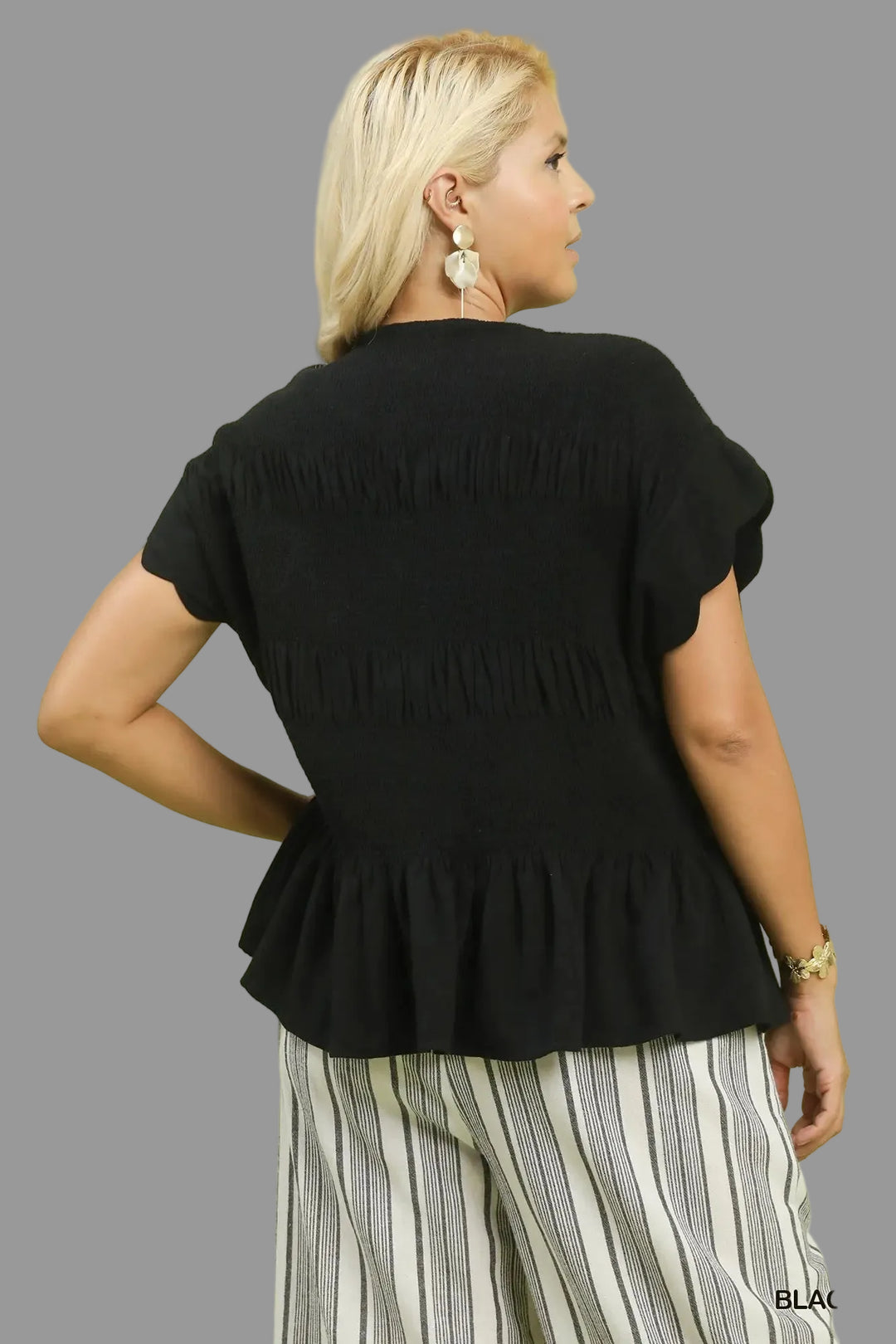 umgee plus size scalloped latte pants set back
