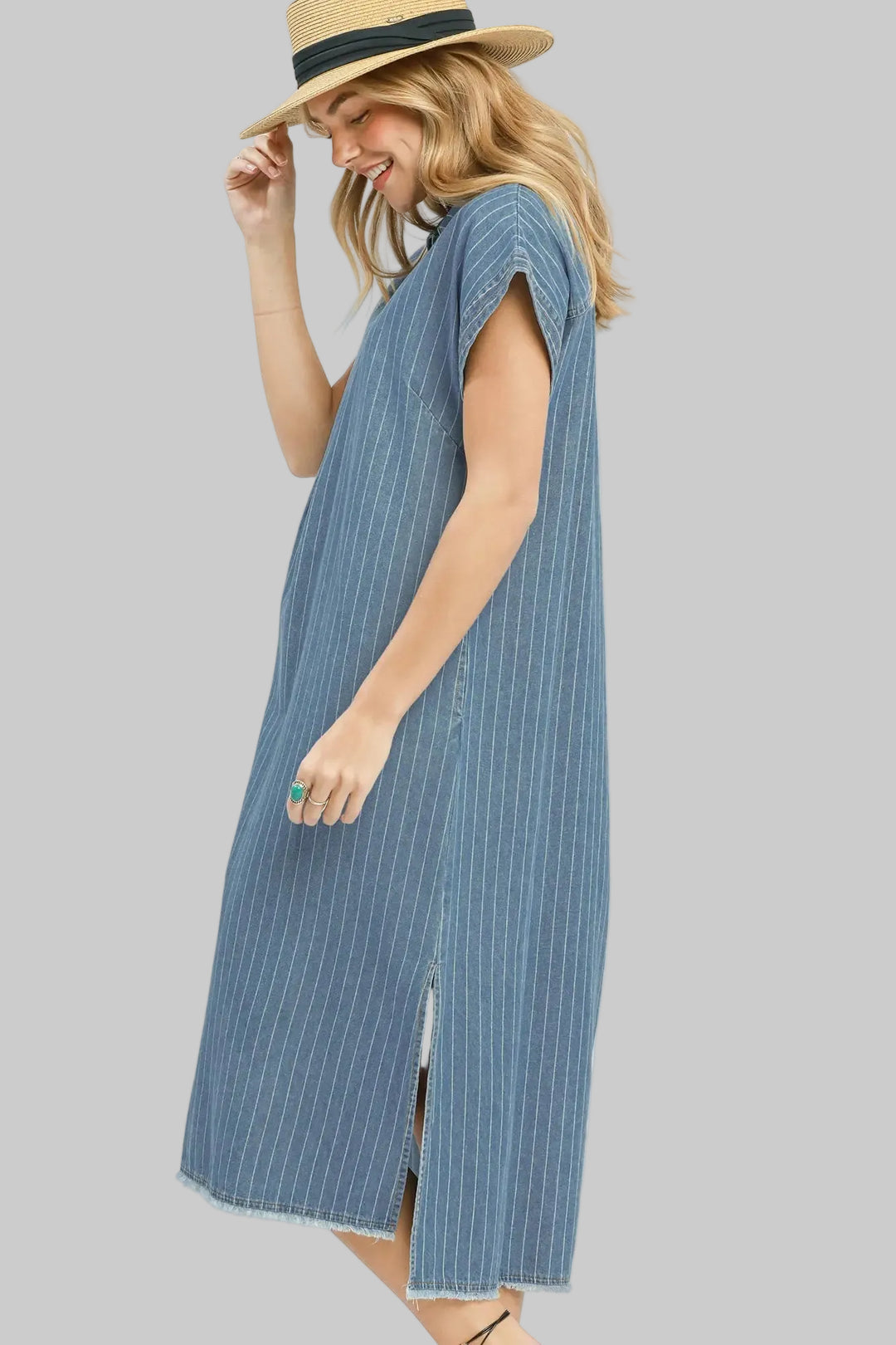 umgee plus size denim maxi dress