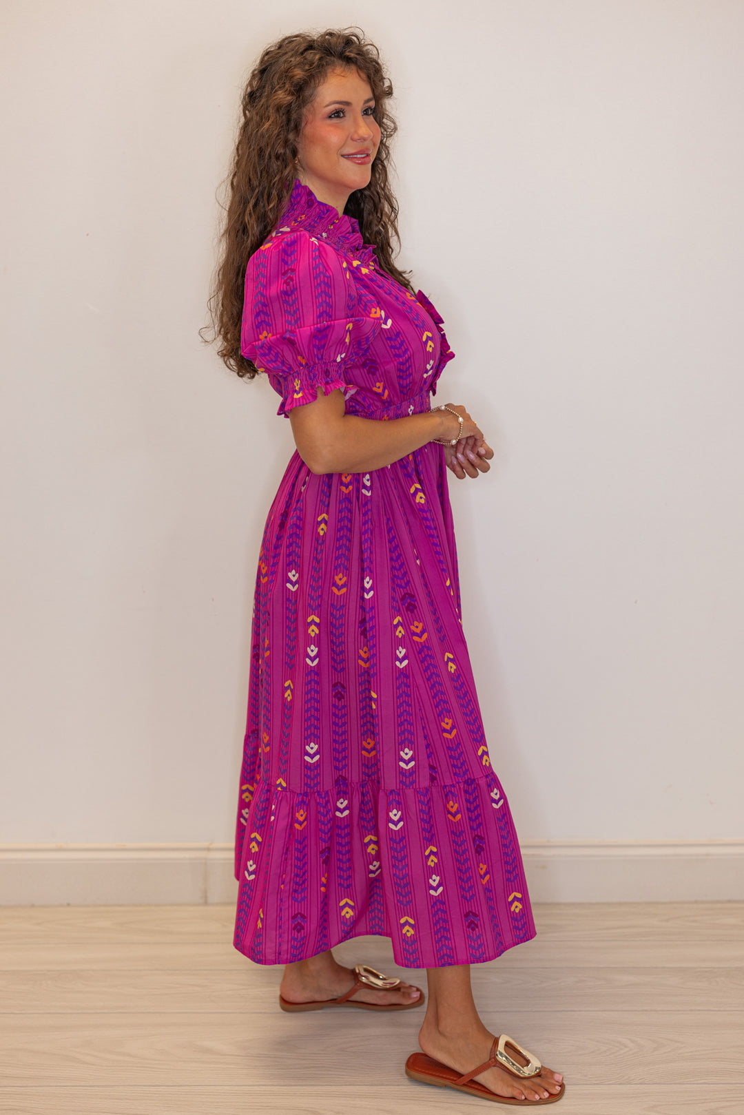 umgee modest classy pink midi dress