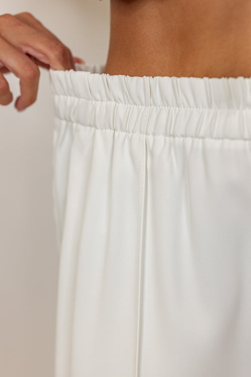 white pleated wide leg dress pants