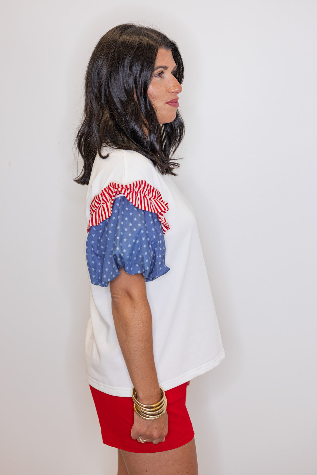 stars stripes white top