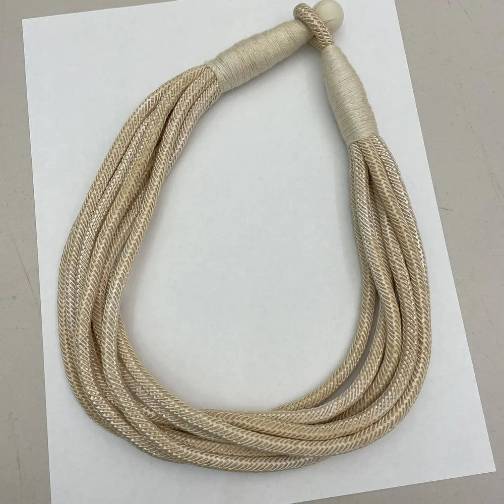 women's rope slub chunky necklace ecru details
