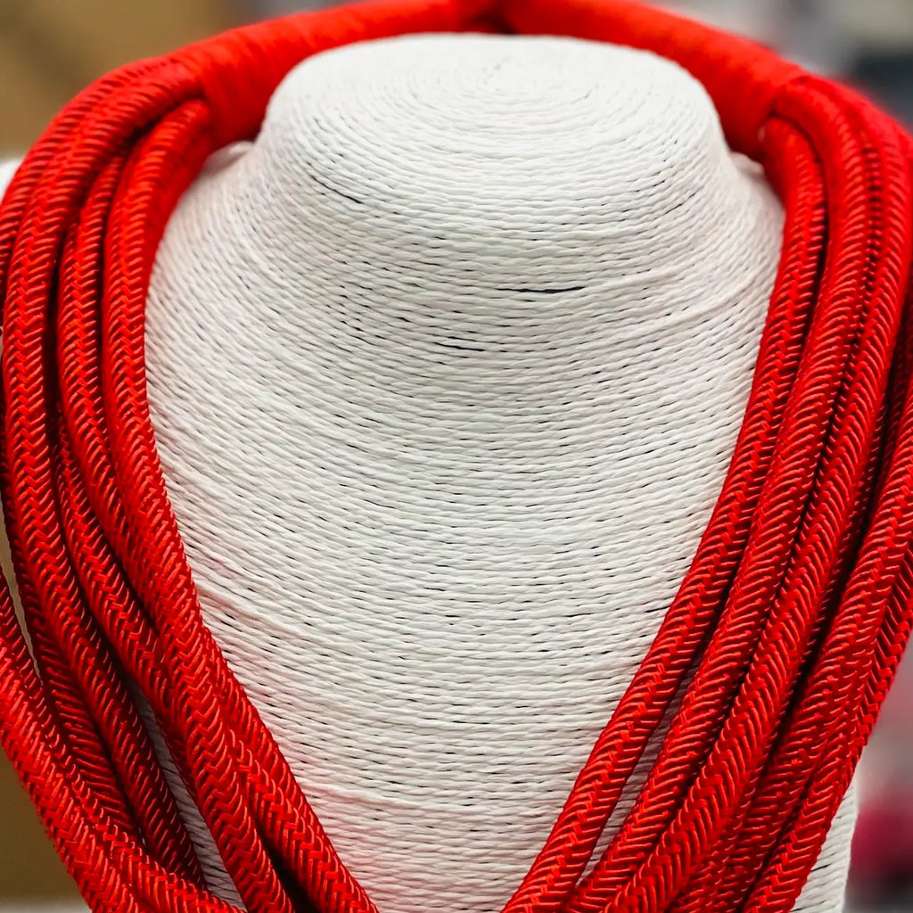 women's rope slub chunky necklace red