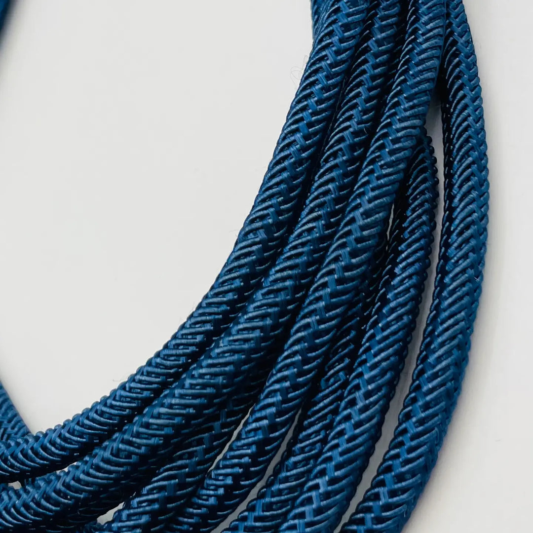women's rope slub navy blue chunky necklace zoomed in
