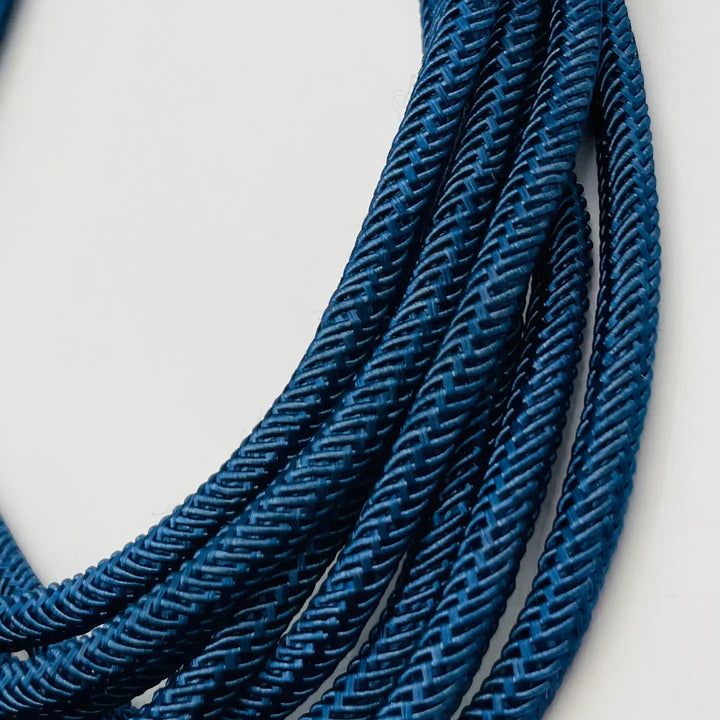 women's rope slub navy blue chunky necklace zoomed in