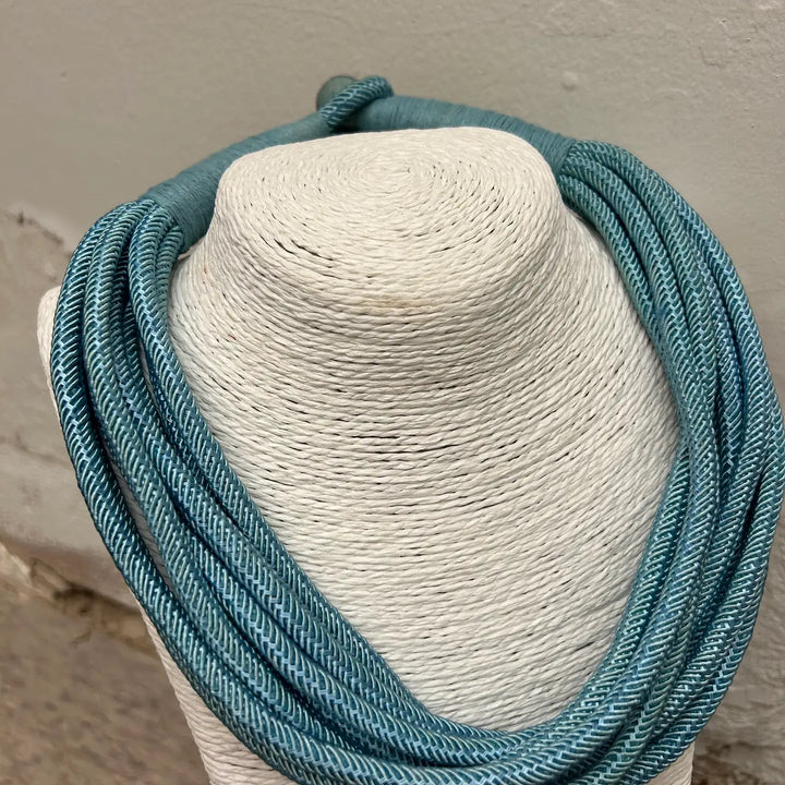 women's rope slub necklace dusty blue