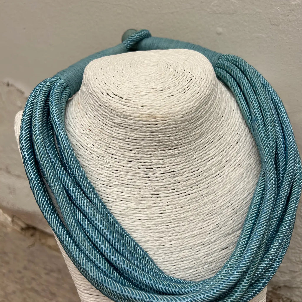 women's rope slub necklace dusty blue