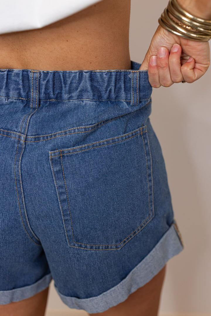 entro cuffed hem denim shorts